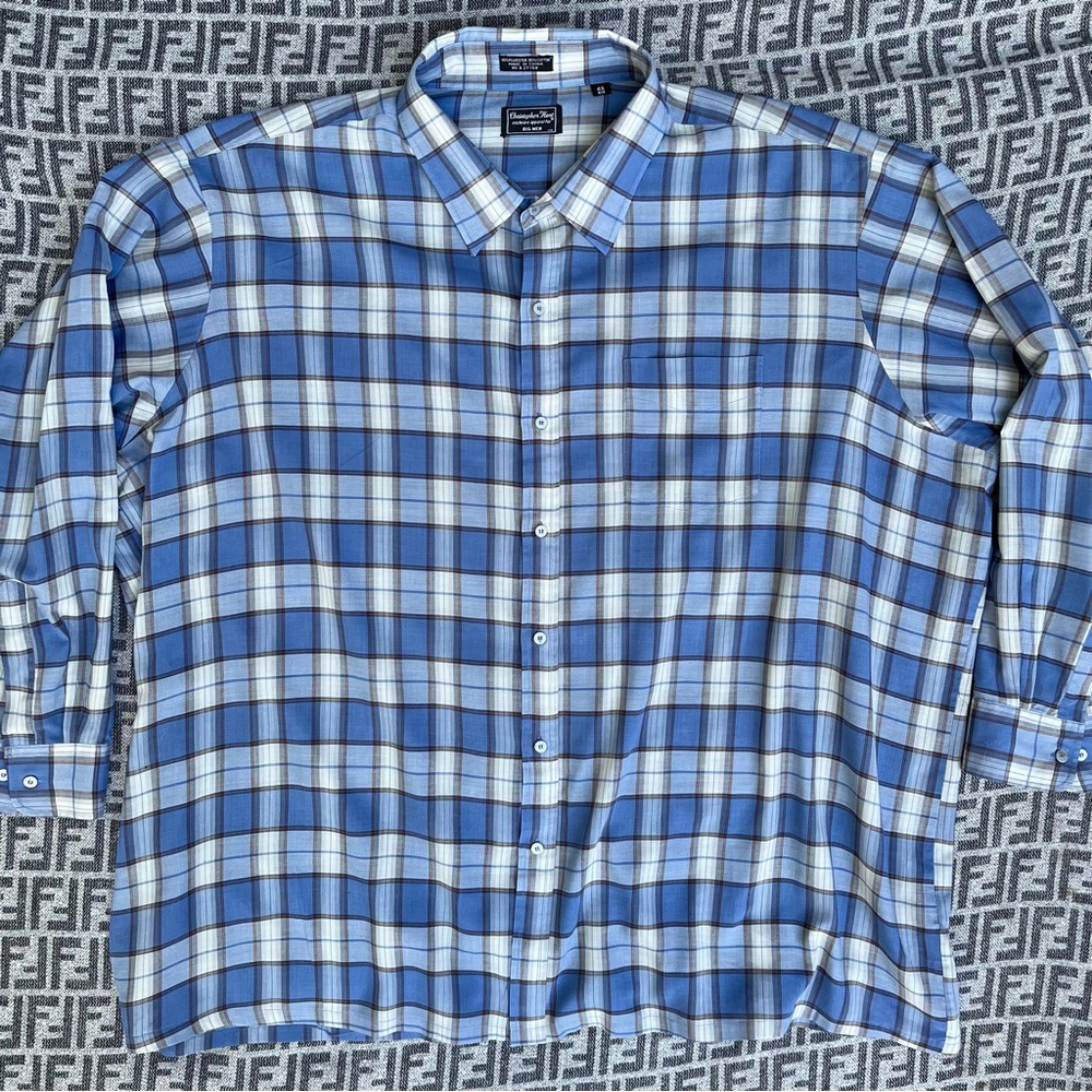 CHRISTOPHER HART Vintage Long Sleeve Button Down Shirt - Blue & Light Green